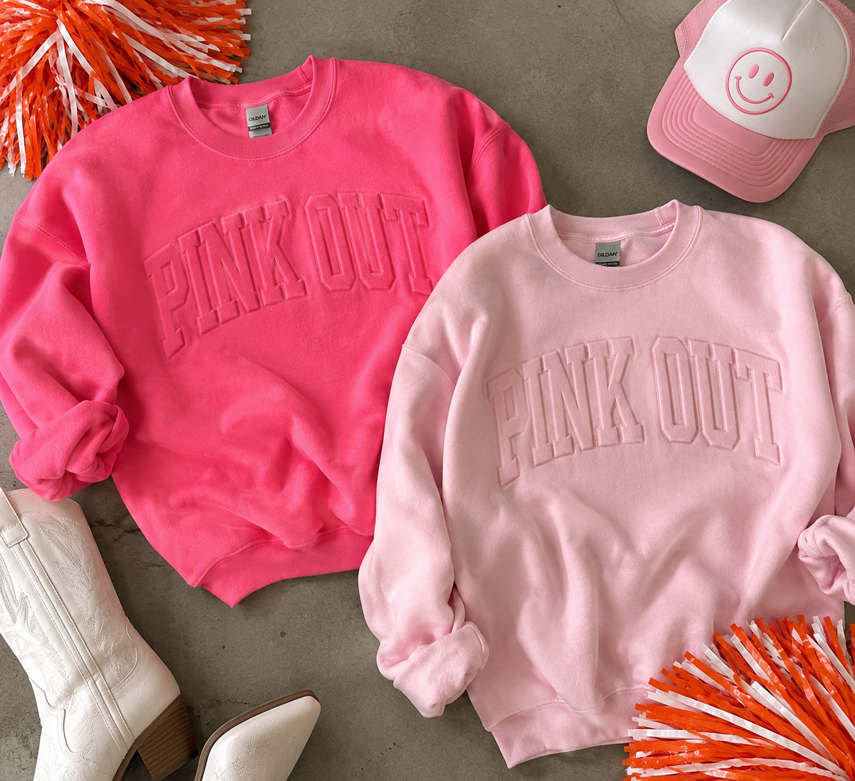 PINKOUT EMBOSSED CREWNECK